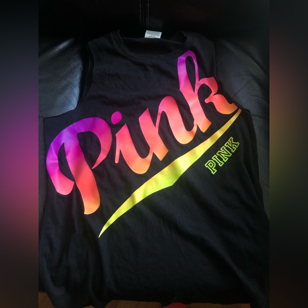 Victoria’s Secret Pink Ombré Pink Graphic tank top muscle tee t shirt XS